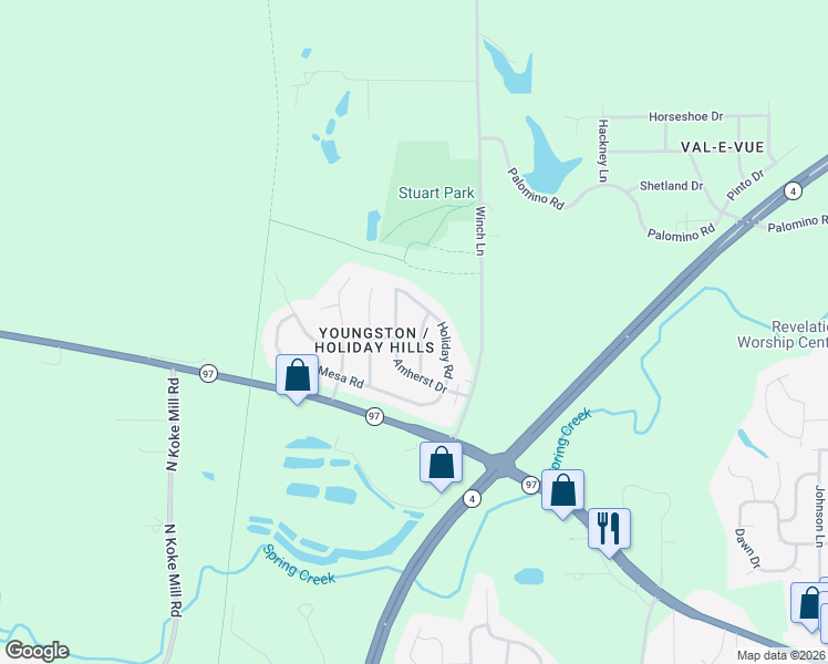 map of restaurants, bars, coffee shops, grocery stores, and more near 85 Amherst Drive in Springfield