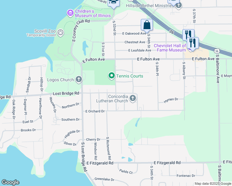 map of restaurants, bars, coffee shops, grocery stores, and more near 1898 South 32nd Street in Decatur