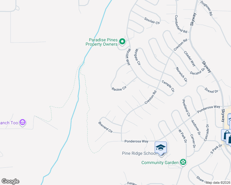 map of restaurants, bars, coffee shops, grocery stores, and more near 14155 Racine Circle in Magalia