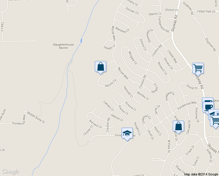 map of restaurants, bars, coffee shops, grocery stores, and more near 14141 Racine Circle in Magalia