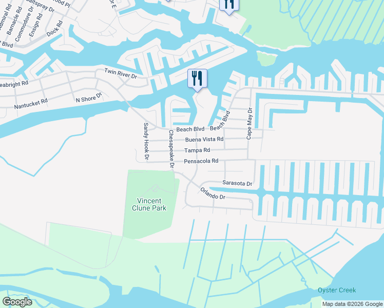 map of restaurants, bars, coffee shops, grocery stores, and more near 902 Tampa Road in Lacey Township