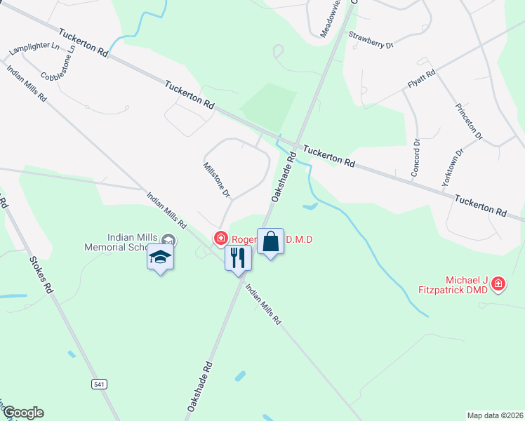 map of restaurants, bars, coffee shops, grocery stores, and more near 15 Millstone Drive in Shamong