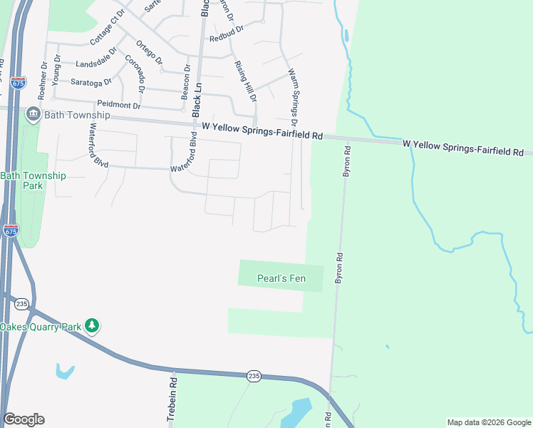 map of restaurants, bars, coffee shops, grocery stores, and more near 1376 Yellow Springs Fairfield Road in Fairborn