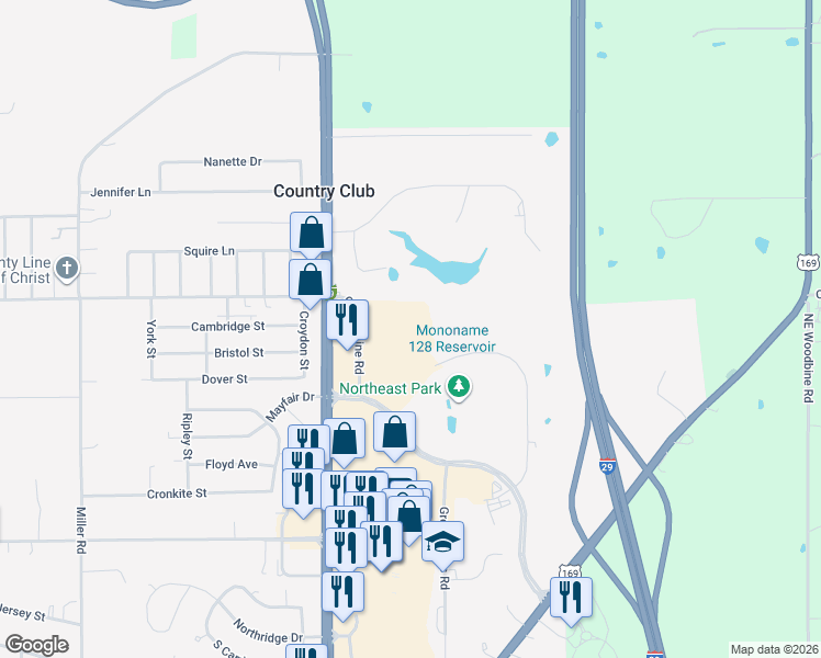 map of restaurants, bars, coffee shops, grocery stores, and more near 5505 North Belt Highway in Saint Joseph