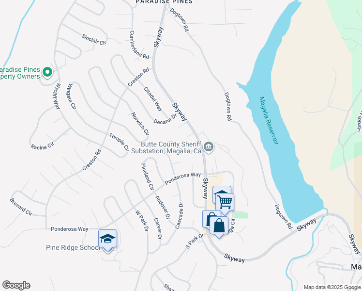 map of restaurants, bars, coffee shops, grocery stores, and more near 14069 Drexel Drive in Magalia