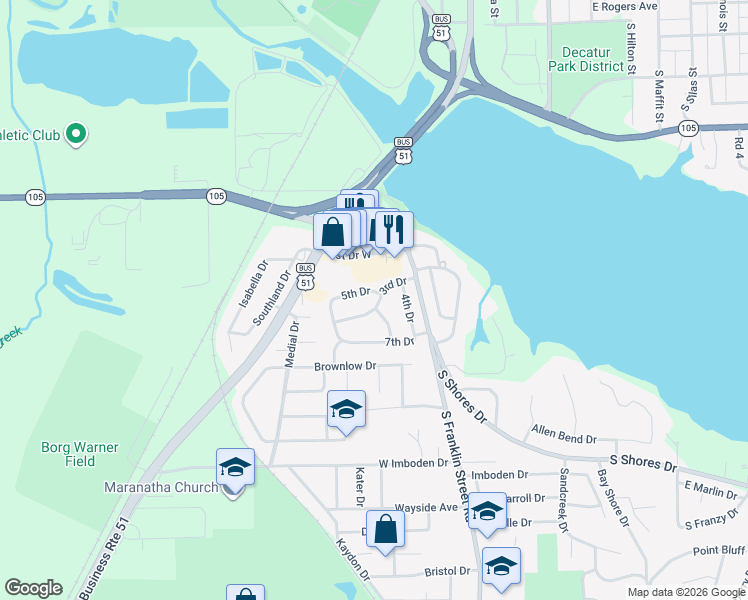 map of restaurants, bars, coffee shops, grocery stores, and more near 14 3rd Drive in Decatur