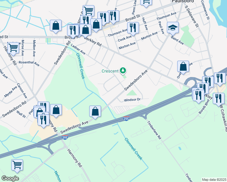 map of restaurants, bars, coffee shops, grocery stores, and more near 231 Crescent Avenue in Greenwich Township