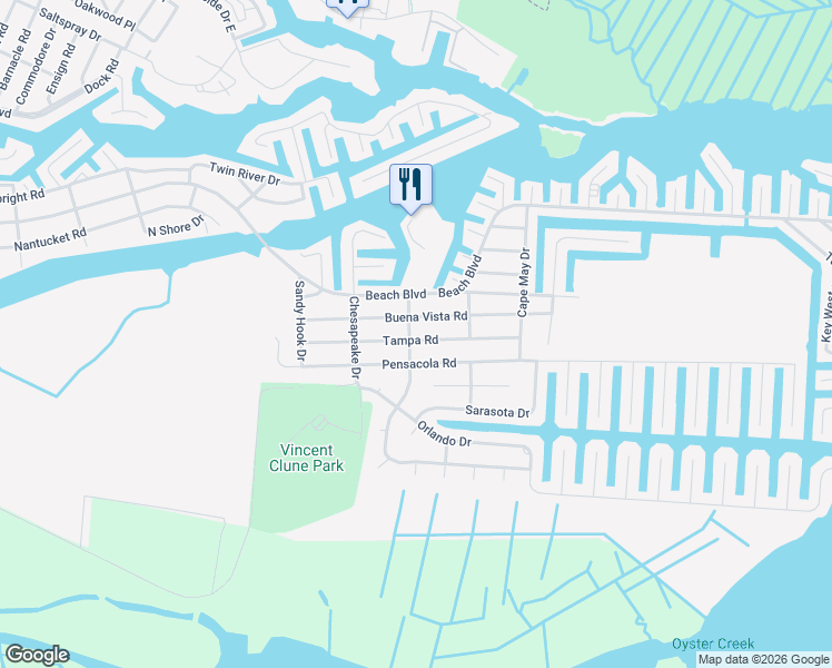 map of restaurants, bars, coffee shops, grocery stores, and more near 902 Tampa Road in Lacey Township