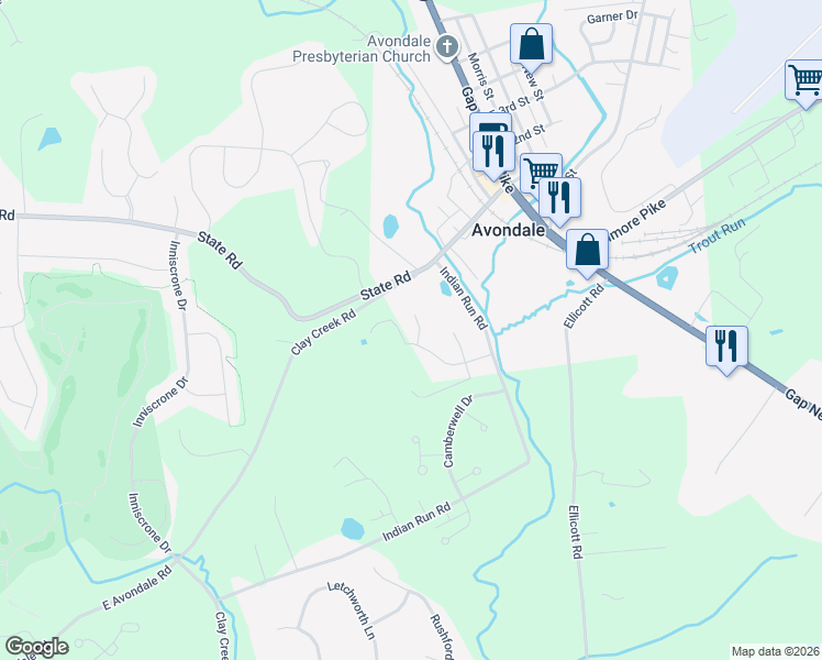 map of restaurants, bars, coffee shops, grocery stores, and more near 5 Cook Court in Avondale