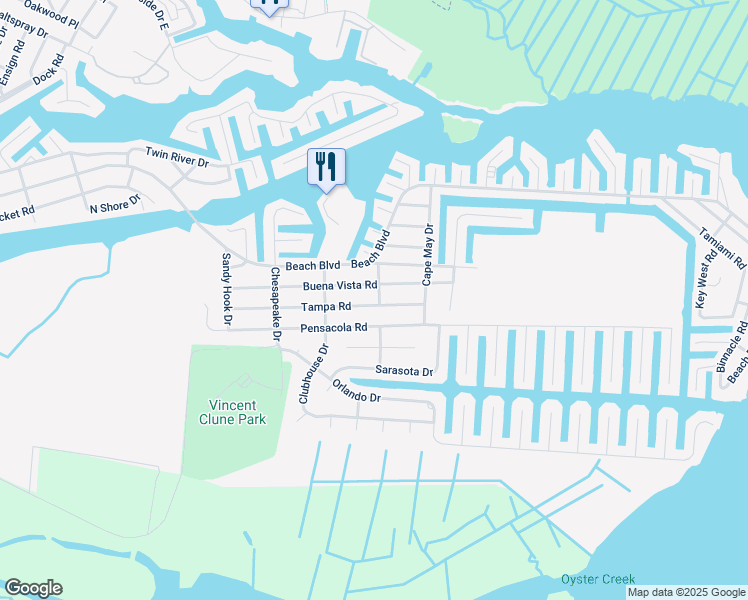 map of restaurants, bars, coffee shops, grocery stores, and more near 914 Tampa Road in Lacey Township