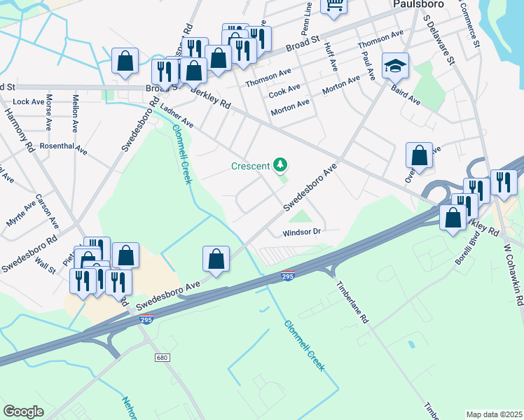map of restaurants, bars, coffee shops, grocery stores, and more near 231 Crescent Avenue in Greenwich Township