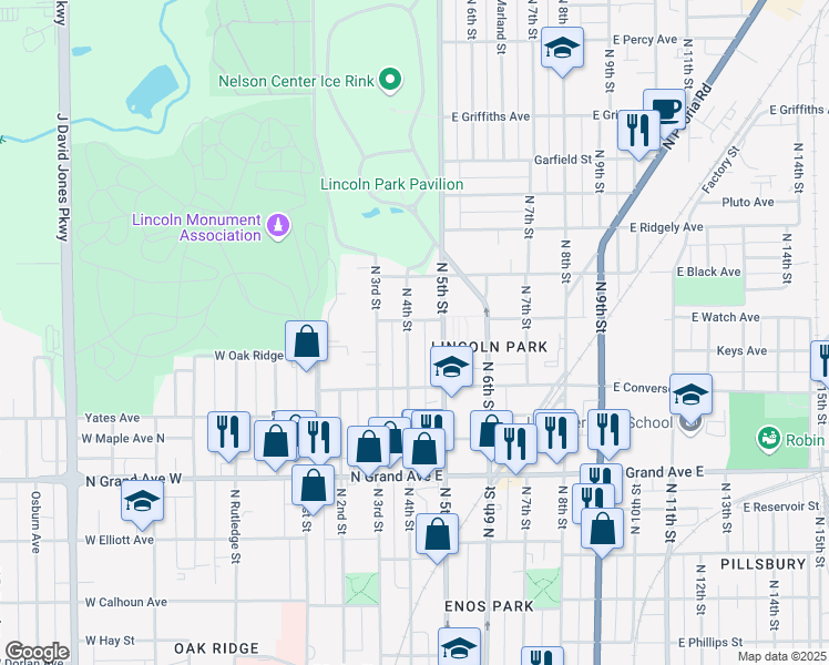 map of restaurants, bars, coffee shops, grocery stores, and more near 1454 North 4th Street in Springfield