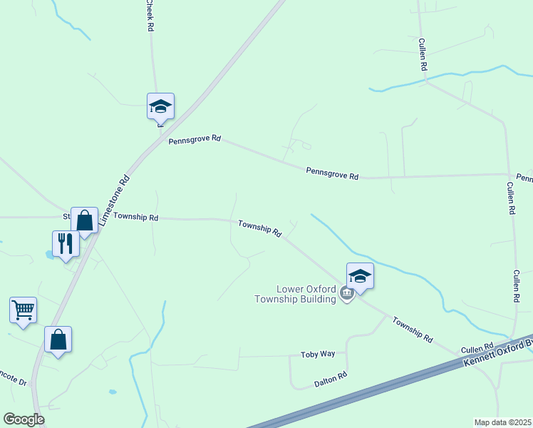 map of restaurants, bars, coffee shops, grocery stores, and more near 161 Township Road in Oxford