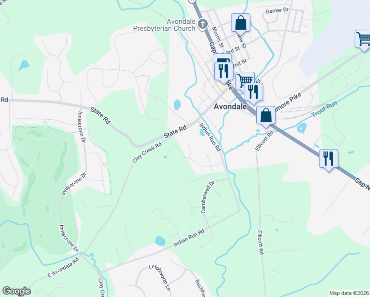 map of restaurants, bars, coffee shops, grocery stores, and more near 5 Cook Court in Avondale