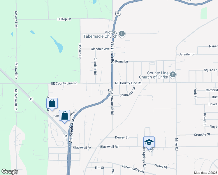 map of restaurants, bars, coffee shops, grocery stores, and more near 6010 Savannah Road in Saint Joseph