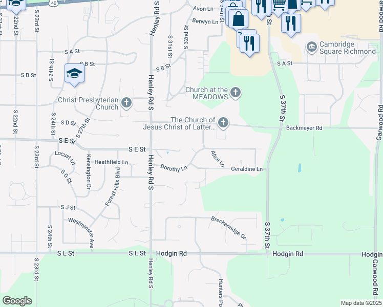 map of restaurants, bars, coffee shops, grocery stores, and more near 3210 Dorothy Lane in Richmond
