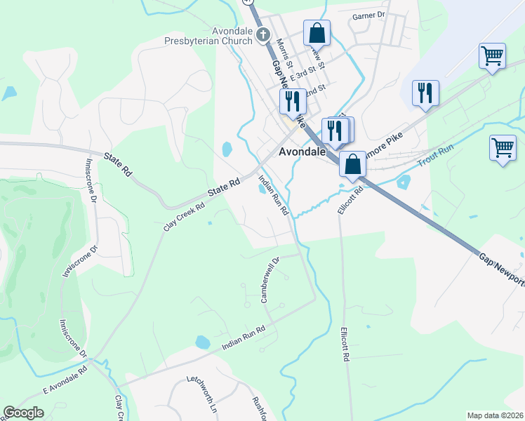 map of restaurants, bars, coffee shops, grocery stores, and more near 9 North Williamson Road in Avondale