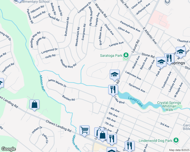 map of restaurants, bars, coffee shops, grocery stores, and more near 69 Saratoga Road in Stratford