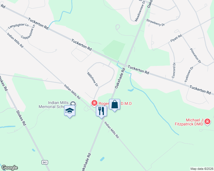 map of restaurants, bars, coffee shops, grocery stores, and more near 15 Millstone Drive in Shamong