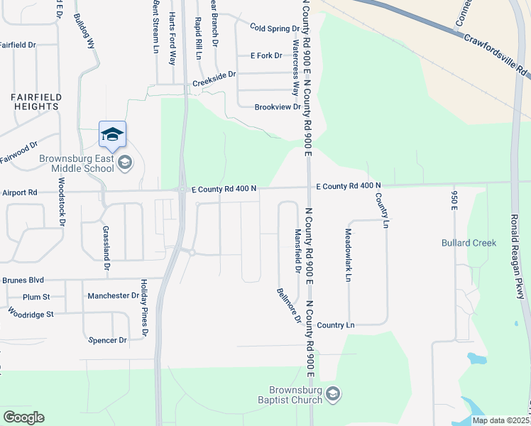 map of restaurants, bars, coffee shops, grocery stores, and more near 3841 Bellmore Drive in Brownsburg