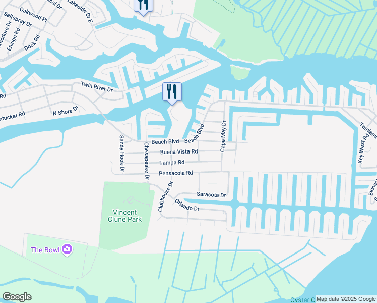 map of restaurants, bars, coffee shops, grocery stores, and more near 914 Buena Vista Road in Lacey Township