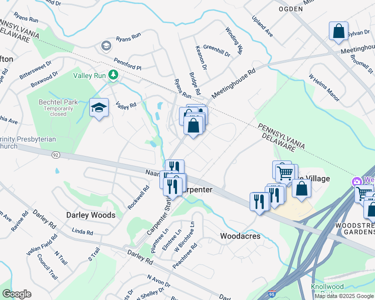 map of restaurants, bars, coffee shops, grocery stores, and more near 2412 Jacqueline Drive in Wilmington