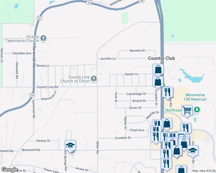 map of restaurants, bars, coffee shops, grocery stores, and more near 5902 York Street in Saint Joseph