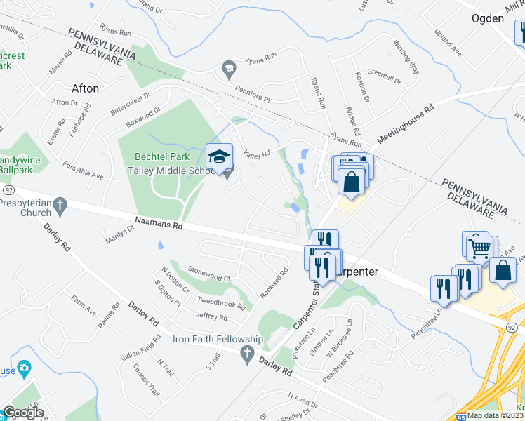 map of restaurants, bars, coffee shops, grocery stores, and more near 1016 Cypress Road in Wilmington