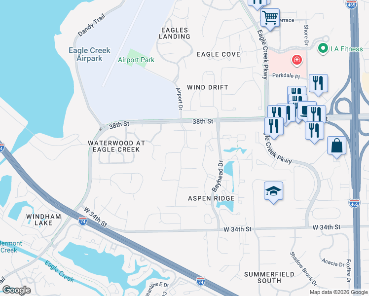 map of restaurants, bars, coffee shops, grocery stores, and more near 3726 Saint Thomas Boulevard in Indianapolis