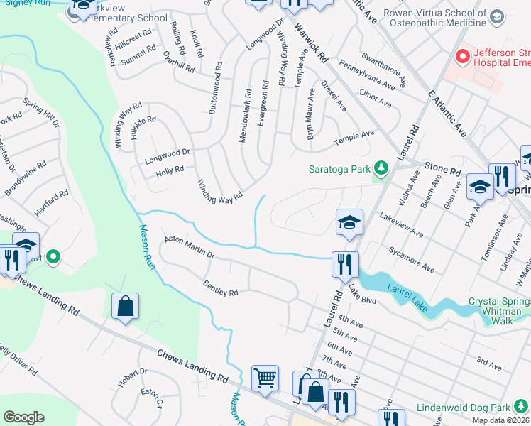 map of restaurants, bars, coffee shops, grocery stores, and more near 46 Saratoga Road in Stratford