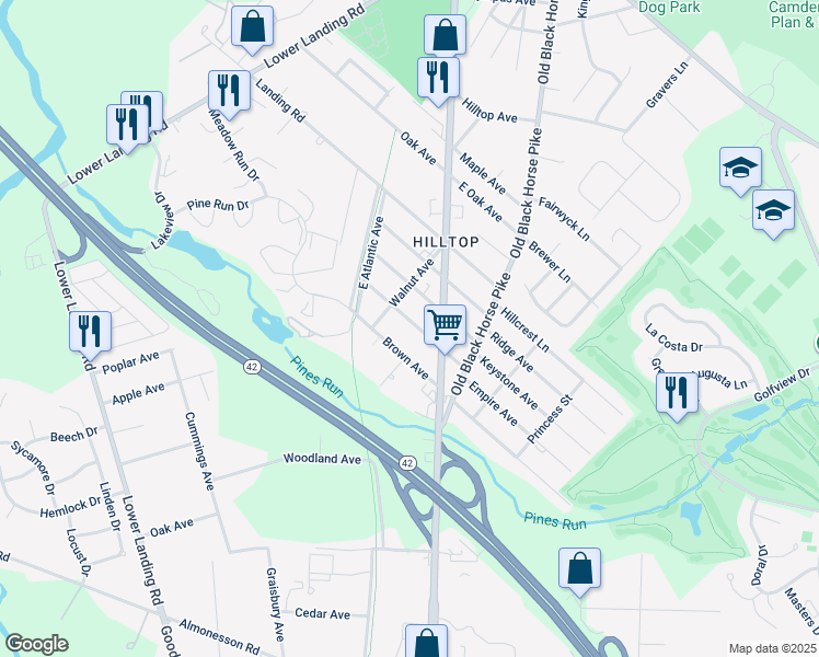 map of restaurants, bars, coffee shops, grocery stores, and more near 32 Garden Avenue in Gloucester Township