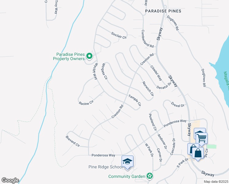 map of restaurants, bars, coffee shops, grocery stores, and more near 14093 Wingate Circle in Magalia