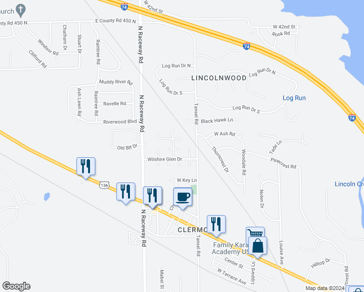map of restaurants, bars, coffee shops, grocery stores, and more near 9118 Lansburgh Court in Indianapolis