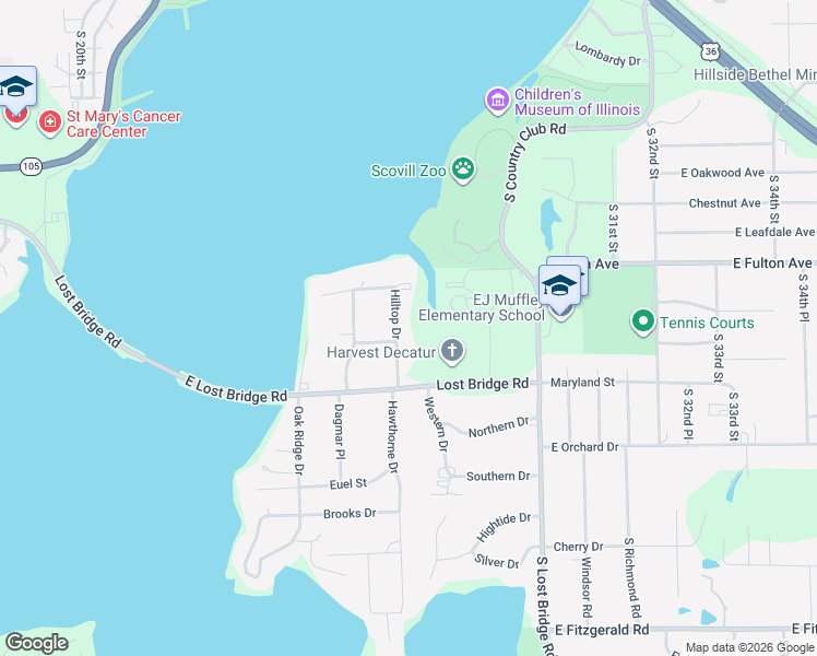 map of restaurants, bars, coffee shops, grocery stores, and more near 9-1859 Hilltop Drive in Decatur
