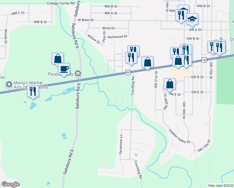map of restaurants, bars, coffee shops, grocery stores, and more near 516 Meadowbrook Road in Richmond