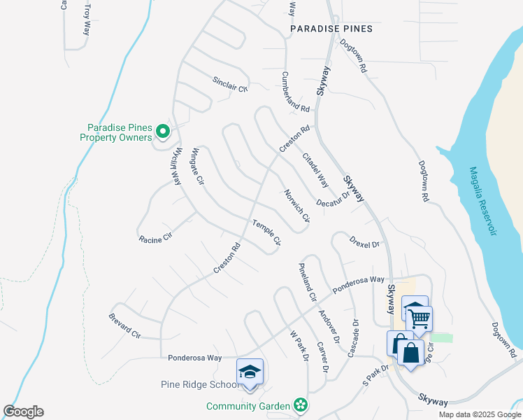 map of restaurants, bars, coffee shops, grocery stores, and more near 14098 Norwich Circle in Magalia