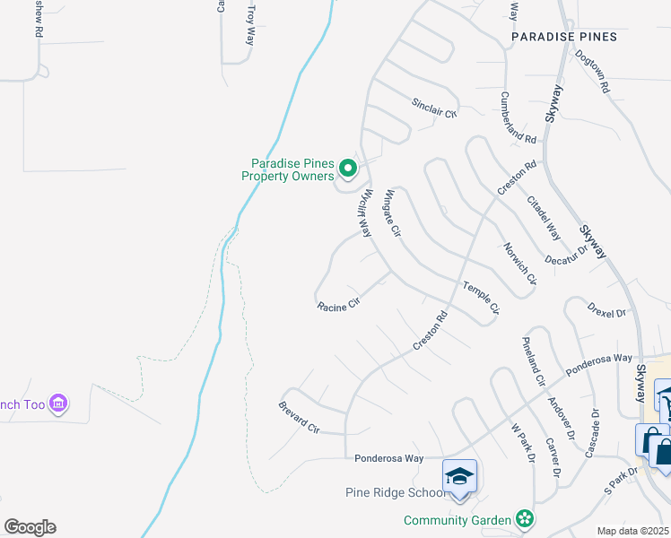map of restaurants, bars, coffee shops, grocery stores, and more near 14192 Racine Circle in Magalia