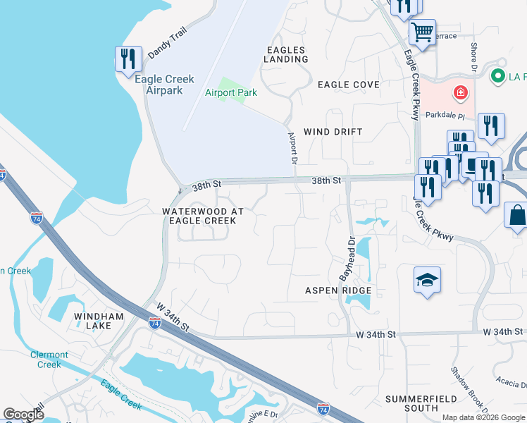 map of restaurants, bars, coffee shops, grocery stores, and more near 3708 Magenta Lane in Indianapolis