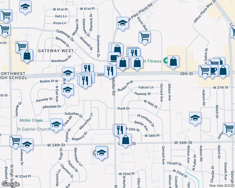 map of restaurants, bars, coffee shops, grocery stores, and more near in Indianapolis