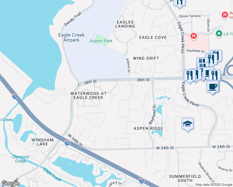 map of restaurants, bars, coffee shops, grocery stores, and more near 3727 Magenta Lane in Indianapolis