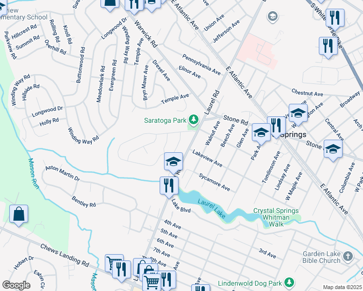 map of restaurants, bars, coffee shops, grocery stores, and more near 6 Academy Drive in Stratford