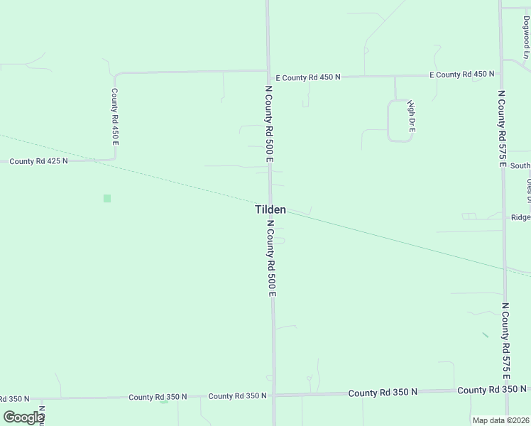 map of restaurants, bars, coffee shops, grocery stores, and more near 4094 North County Road 500 East in Danville