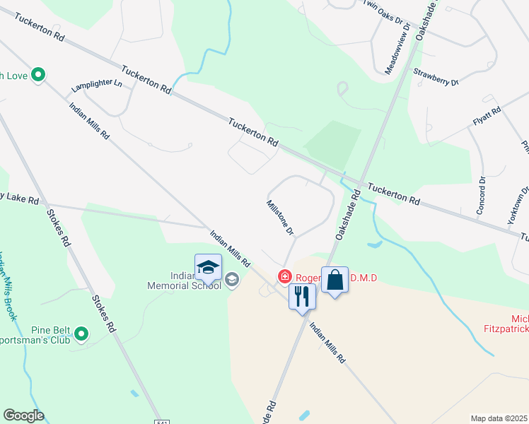 map of restaurants, bars, coffee shops, grocery stores, and more near 47 Millstone Drive in Shamong