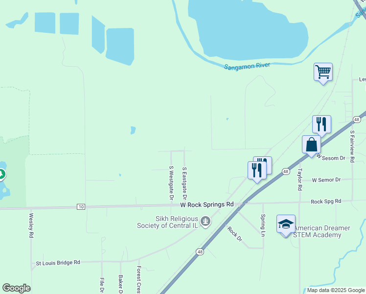 map of restaurants, bars, coffee shops, grocery stores, and more near 2114 West Ridgeview Drive in Decatur