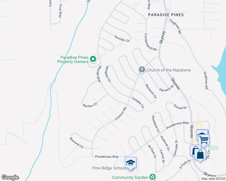 map of restaurants, bars, coffee shops, grocery stores, and more near 14105 Wingate Circle in Magalia