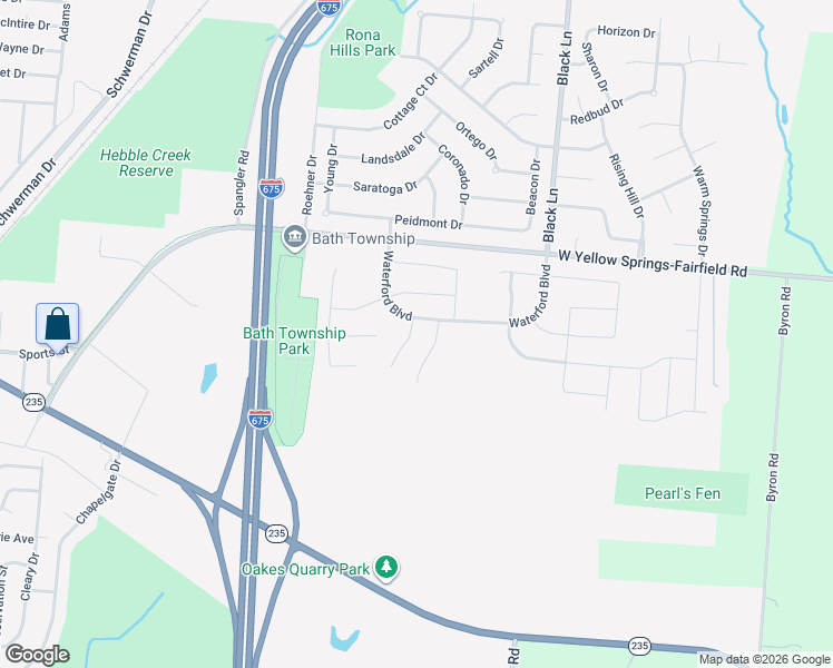map of restaurants, bars, coffee shops, grocery stores, and more near 186 Rivulet Drive in Fairborn