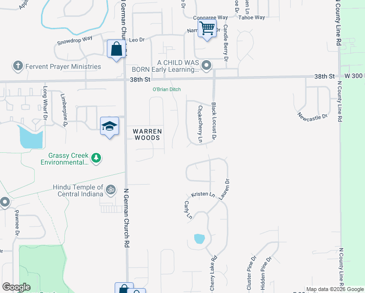 map of restaurants, bars, coffee shops, grocery stores, and more near 3528 Sweetleaf Court in Indianapolis