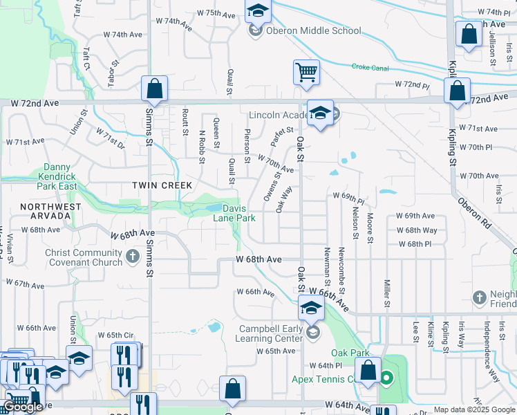 map of restaurants, bars, coffee shops, grocery stores, and more near 10945 West 69th Avenue in Arvada