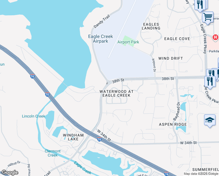 map of restaurants, bars, coffee shops, grocery stores, and more near 3750 Riverwood Drive in Indianapolis