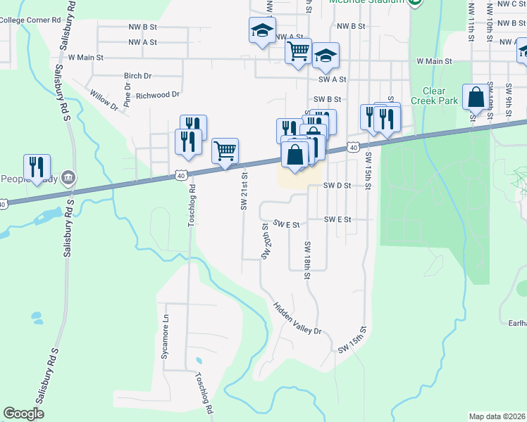 map of restaurants, bars, coffee shops, grocery stores, and more near 405 Southwest 20th Street in Richmond